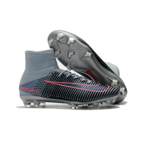 2017 Nouveau Chaussures de Football Mercurial Superfly V FG Gris Rose Noir