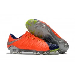 Chaussures de Football pour Hommes Nike Hypervenom Phantom III FG Orange Bleu Argent