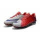 Chaussures de Football pour Hommes Nike Hypervenom Phantom III FG Rouge Gris Bleu