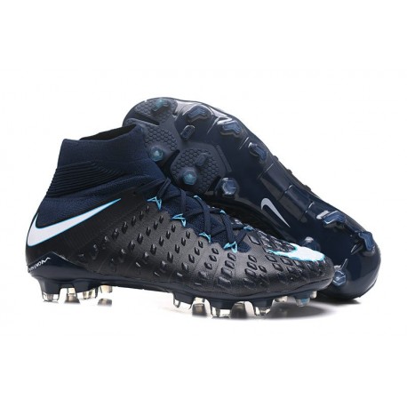 Nouvelles Crampons Foot - Chaussure Hypervenom Phantom III ACC DF FG Bleu Noir Blanc