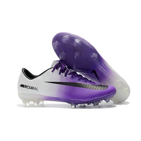 Nouvelles Nike Mercurial Vapor 11 FG Crampons de Football pour Hommes Blanc Violet Noir