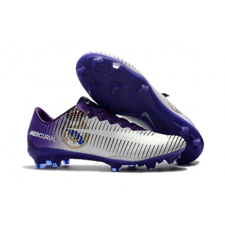 Nouvelles Nike Mercurial Vapor 11 FG Crampons de Football pour Hommes Real Madrid Violet Blanc