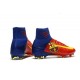 2017 Nouveau Chaussures de Football Mercurial Superfly V FG Barcelona FC Bleu Rouge Jaune