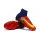 2017 Nouveau Chaussures de Football Mercurial Superfly V FG Barcelona FC Bleu Rouge Jaune