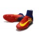 2017 Nouveau Chaussures de Football Mercurial Superfly V FG Barcelona FC Bleu Rouge Jaune