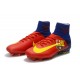 2017 Nouveau Chaussures de Football Mercurial Superfly V FG Barcelona FC Bleu Rouge Jaune