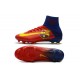 2017 Nouveau Chaussures de Football Mercurial Superfly V FG Barcelona FC Bleu Rouge Jaune