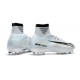 Chaussures de Foot Nike Mercurial Superfly V FG CR7 Blanc Teinte Bleu
