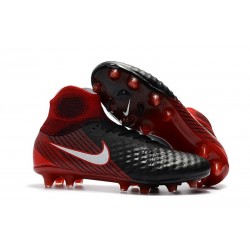 2017 Crampons Foot Nike Magista Obra 2 FG Noir Blanc Hyper Crimson Clair Crimson