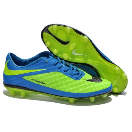 Nouvelle Chaussure Homme Nike Hypervenom Phantom FG Bleu Vert Noir