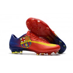Nouvelles Nike Mercurial Vapor 11 FG Crampons de Football pour Hommes Barcelona Rouge Bleu Jaune