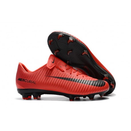 Nouvelles Nike Mercurial Vapor 11 FG Crampons de Football pour Hommes Rouge Noir