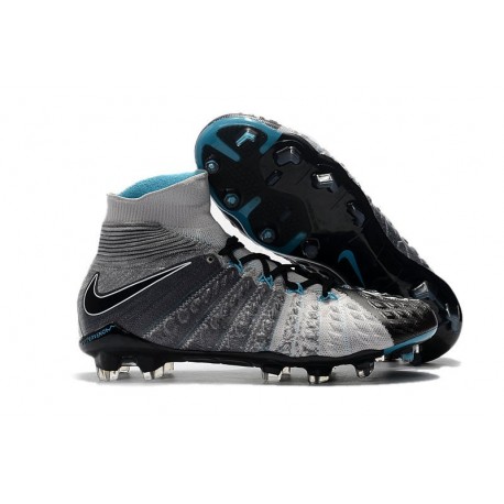 Nouvelles Crampons Foot - Chaussure Hypervenom Phantom III ACC DF FG Gris Noir Bleu