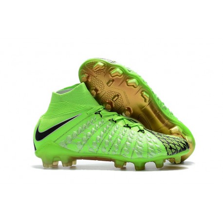 Nouvelles Crampons Foot - Chaussure Hypervenom Phantom III ACC DF EA FG Vert Noir Or