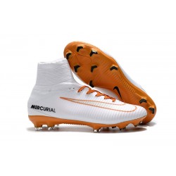 Chaussures de Foot Nike Mercurial Superfly V FG Blanc Or