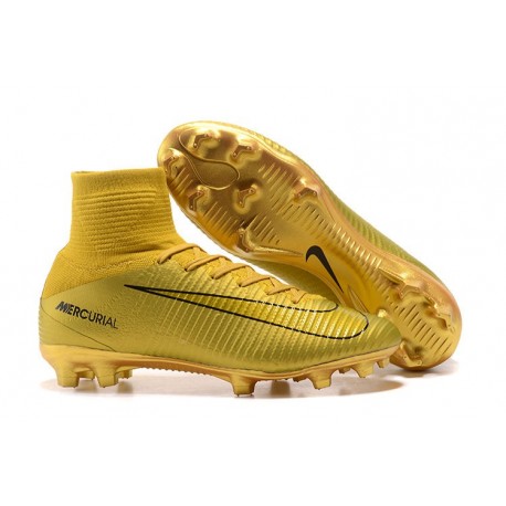 Nouveau Chaussures de Football Mercurial Superfly V FG Or Noir