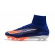 Chaussures de Foot Nike Mercurial Superfly V FG Bleu Royal Chrome Carmin
