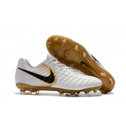 Chaussures pour Hommes Nike Tiempo Legend VII FG Blanc Or Noir