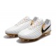 Chaussures pour Hommes Nike Tiempo Legend VII FG Blanc Or Noir