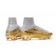 Nouveau Chaussures de Football Mercurial Superfly V FG Quinto Triunfo Or Blanc