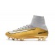 Nouveau Chaussures de Football Mercurial Superfly V FG Quinto Triunfo Or Blanc