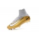 Nouveau Chaussures de Football Mercurial Superfly V FG Quinto Triunfo Or Blanc