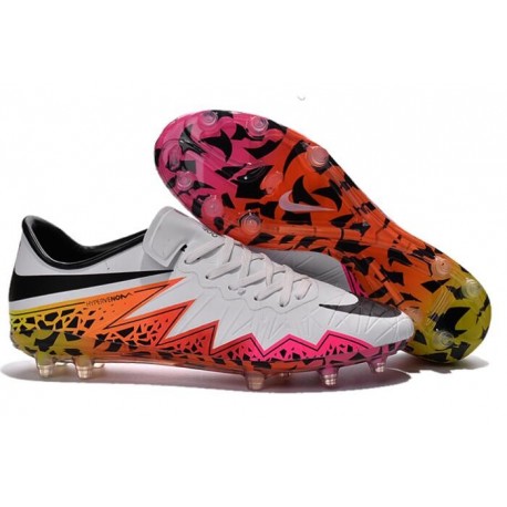 Pas Cher Crampons Nike Hypervenom Phantom FG Blanc Orange Rose Noir