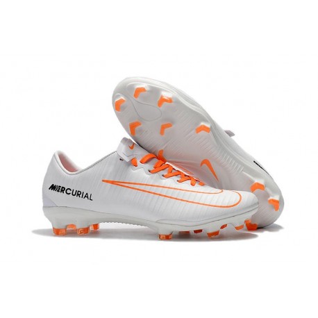 Nouvelles Nike Mercurial Vapor 11 FG Crampons de Football pour Hommes Blanc Orange