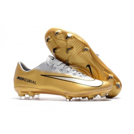 Nouveau Nike - Mercurial Vapor XI FG Chaussures De Foot Or Blanc