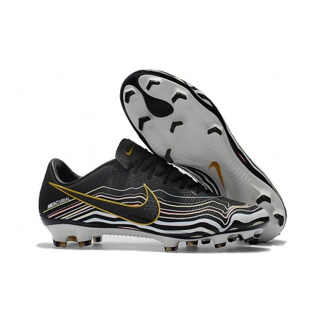 Nouvelles Nike Mercurial Vapor 11 FG Crampons de Football pour Hommes Noir Blanc Or