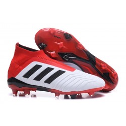 Nouvelles Crampons Foot adidas Predator 18+ FG Blanc Noir Rouge