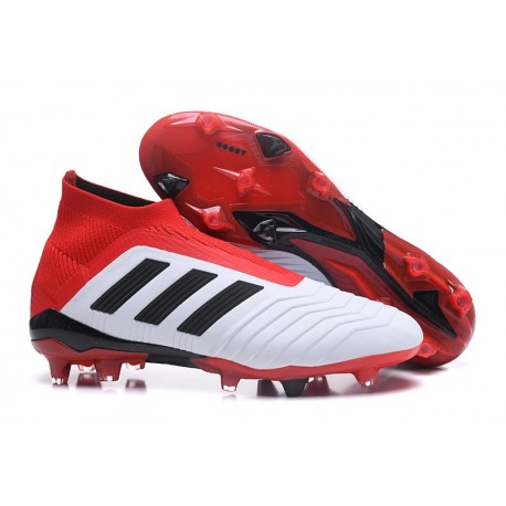 Nouvelles Crampons Foot adidas Predator 18+ FG Blanc Noir Rouge