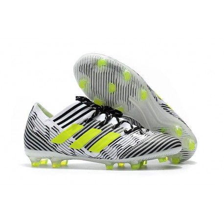 Adidas Nemeziz Messi 17.1 FG - Chaussures Foot Pas Cher Blanc Jaune Noir