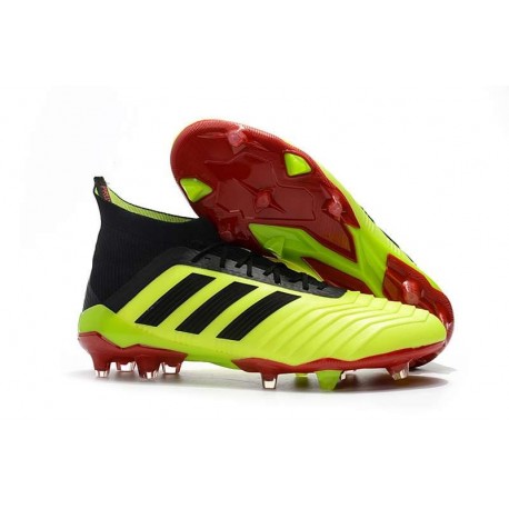 Nouvelles Crampons Football adidas Predator 18.1 FG Volt Noir Rouge