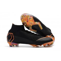 Nouveau Chaussures de football Nike Mercurial Superfly VI 360 Elite FG Noir Orange Total Blanc