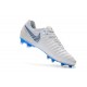 Campons Foot pour Hommes Nike Tiempo Legend VII Elite FG Blanc Gris Métallique Bleu Héros