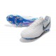 Campons Foot pour Hommes Nike Tiempo Legend VII Elite FG Blanc Gris Métallique Bleu Héros