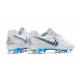 Campons Foot pour Hommes Nike Tiempo Legend VII Elite FG Blanc Gris Métallique Bleu Héros