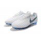 Campons Foot pour Hommes Nike Tiempo Legend VII Elite FG Blanc Gris Métallique Bleu Héros