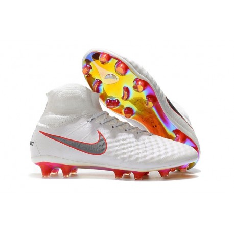 Nouvelles Chaussures de football Nike Magista Obra 2 FG Blanc Gris Métallique Carmin