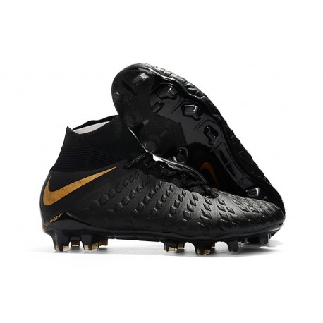 Nouvelles Crampons Foot - Chaussure Hypervenom Phantom III ACC DF FG Noir Or Vif