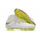 Nouvelles Crampons Foot - Chaussure Hypervenom Phantom III Elite DF FG Blanc Gris Métallique Volt