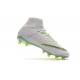 Nouvelles Crampons Foot - Chaussure Hypervenom Phantom III Elite DF FG Blanc Gris Métallique Volt