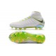 Nouvelles Crampons Foot - Chaussure Hypervenom Phantom III Elite DF FG Blanc Gris Métallique Volt