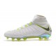 Nouvelles Crampons Foot - Chaussure Hypervenom Phantom III Elite DF FG Blanc Gris Métallique Volt