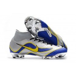 Nouveau Chaussures de football Nike Mercurial Superfly VI 360 Elite FG Argent Bleu Jaune