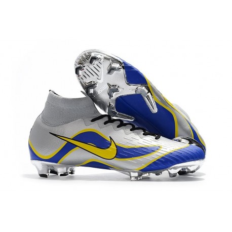 Nouveau Chaussures de football Nike Mercurial Superfly VI 360 Elite FG Argent Bleu Jaune