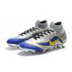 Nouveau Chaussures de football Nike Mercurial Superfly VI 360 Elite FG Argent Bleu Jaune