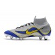 Nouveau Chaussures de football Nike Mercurial Superfly VI 360 Elite FG Argent Bleu Jaune