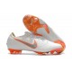 Chaussures de Football - Nike Mercurial Vapor XII Elite FG Blanc Gris Métallique Orange Total
